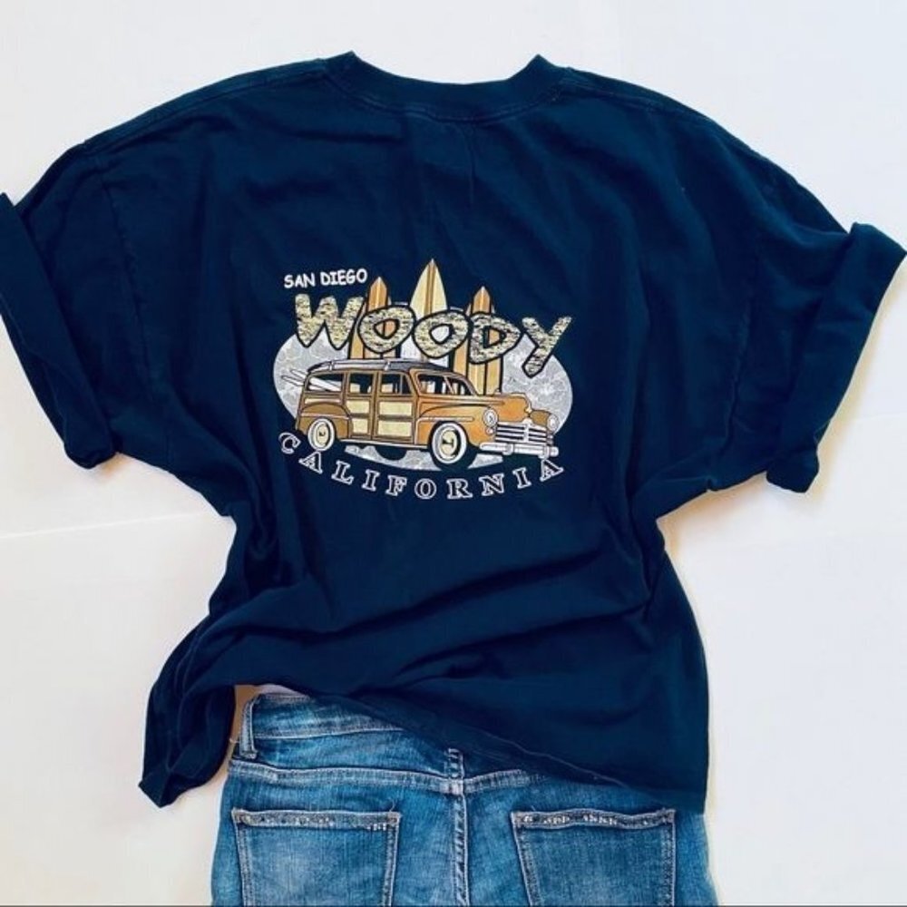 Ink Inc Woody Car San Diego Beach Surf California Blue T-Shirt Size XXL - Picture 14 of 14